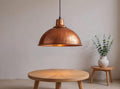 Aged Copper Dome Pendant Light, Handmade Moroccan Copper Kitchen Island Chandelier, Rustic Farmhouse Hanging Lamp, Vintage Boho Dining Room Ceiling Light Fixture