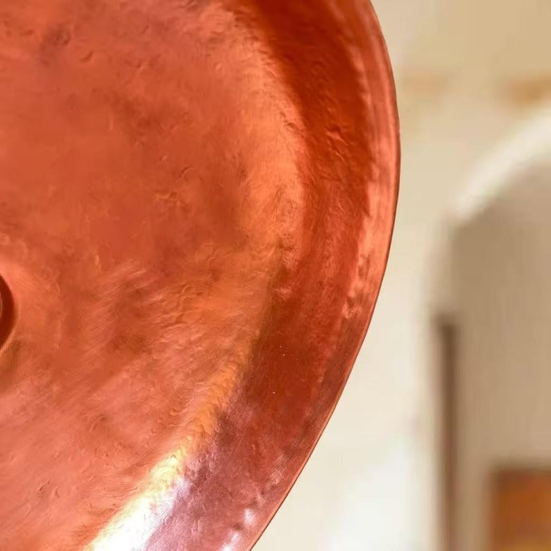 Handmade Moroccan Brass Pendant Light – Hammered Cone Ceiling Lamp with Turquoise Verdigris & Copper Finish, Artisan Kitchen Island Hanging Light