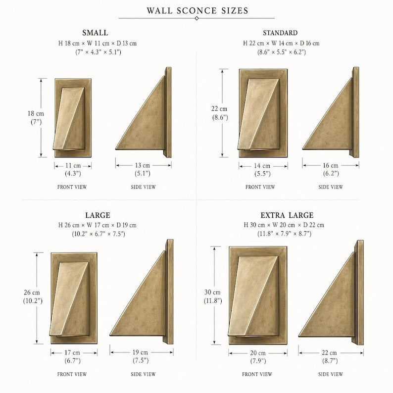 Modern Geometric Brass Wall Sconce – Handmade Architectural Triangle Wall Light with Antique Brass Finish for Hallway, Bedroom, Bathroom, Entryway & Luxury Interior Décor