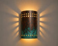 Verdigris Brass Star Wall Sconce – Copper Moroccan Up & Down Light with Pierced Star Cutouts