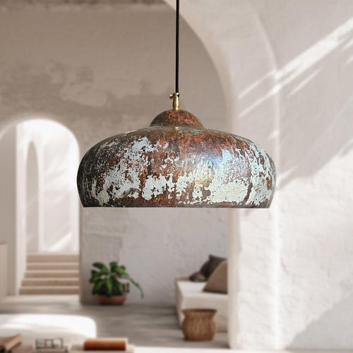 Aged Patina Brass Dome Pendant Moroccan