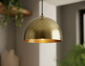 Hammered Brass Dome Pendant Light, Handmade Moroccan Brass Kitchen Island Chandelier, Gold Brass Hanging Lamp, Rustic Boho Farmhouse Ceiling Light Fixture