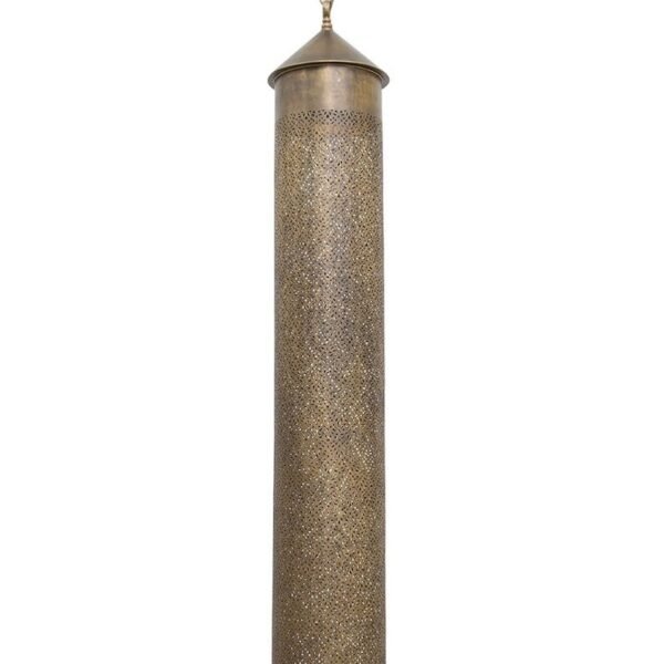 Tall Moroccan Brass Cylinder Pendant Light
