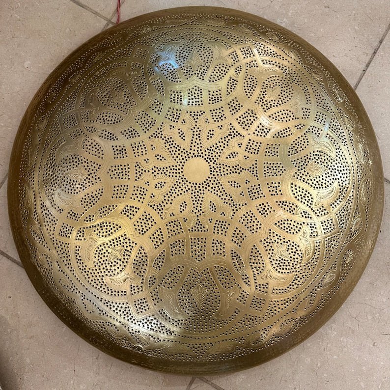 Handcrafted Moroccan Brass Wall Lamp β Round Perforated Light Fixture Handcrafted Moroccan Brass Wall Lamp β Round Perforated Light Fixture