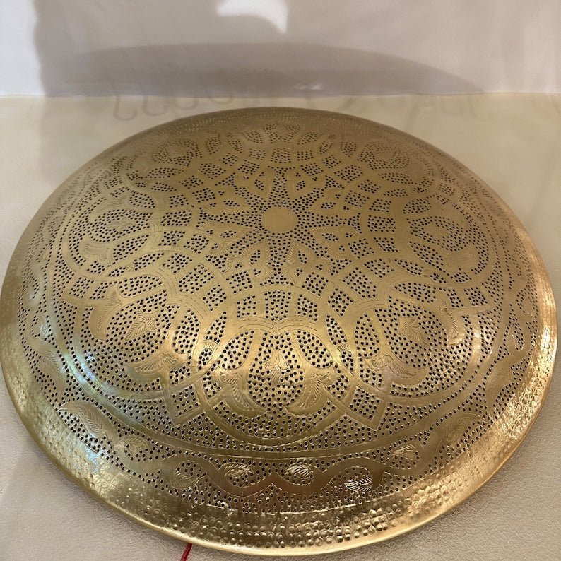 Handcrafted Moroccan Brass Wall Lamp β Round Perforated Light Fixture Handcrafted Moroccan Brass Wall Lamp β Round Perforated Light Fixture