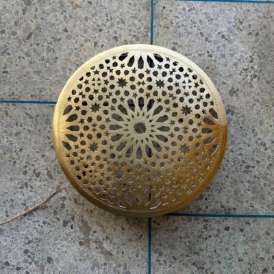 Moroccan Circle-Shaped Wall Lamp – Handcrafted Brass Sconce, Round Wall Light, Customizable Ceiling Mount