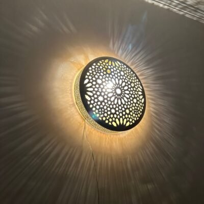 Handmade Moroccan Brass Mandala Wall Sconce
