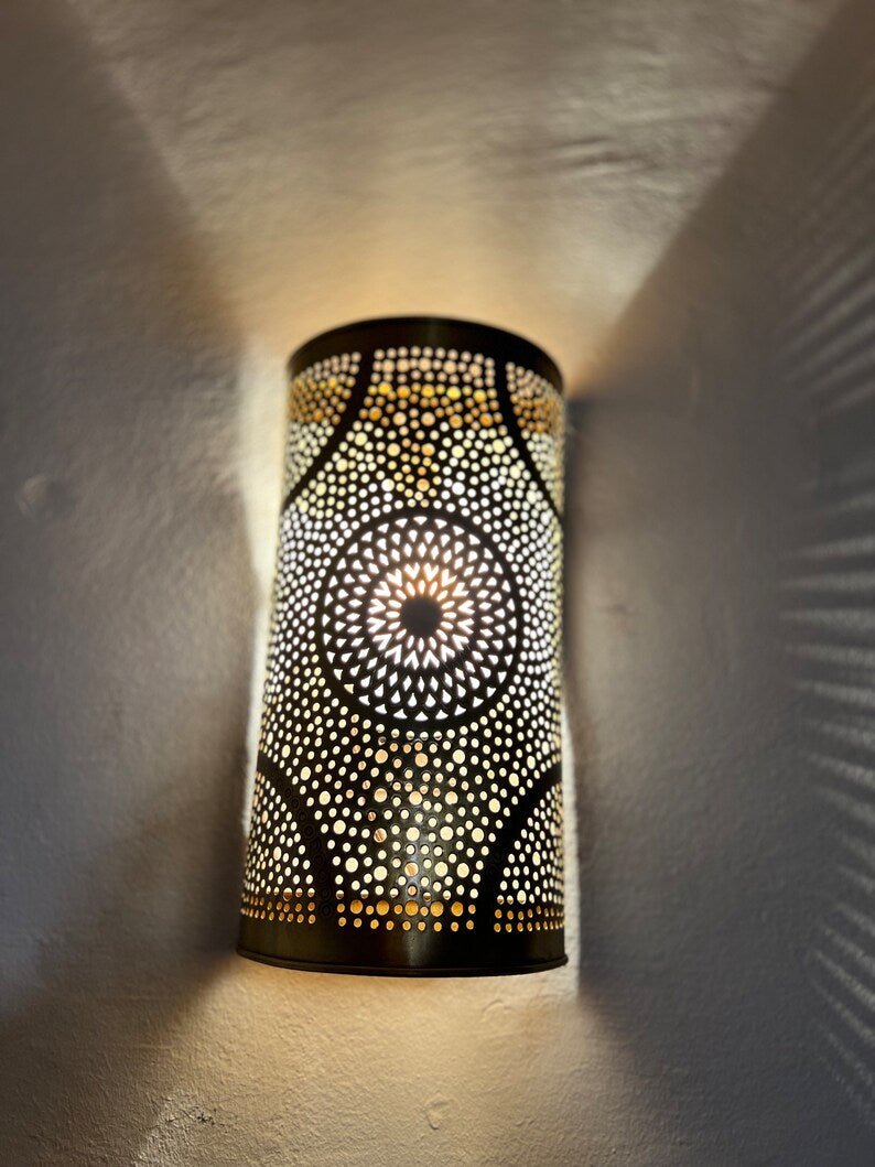 Set of Two Moroccan Wall Lights – Handmade Brass Wall Sconces, Art Décor Light Fixtures Set of Two Moroccan Wall Lights – Handmade Brass Wall Sconces, Art Décor Light Fixtures