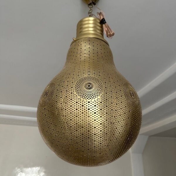 Moroccan Brass Pendant Light with Warm Ambient Glow