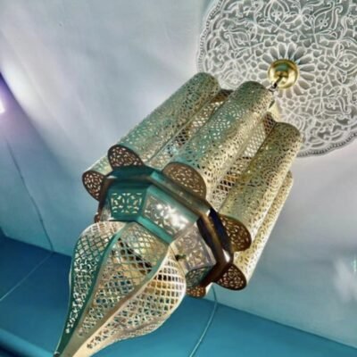 Luxury Moroccan Brass Chandelier Pendant – Handcrafted Ceiling Light Fixture