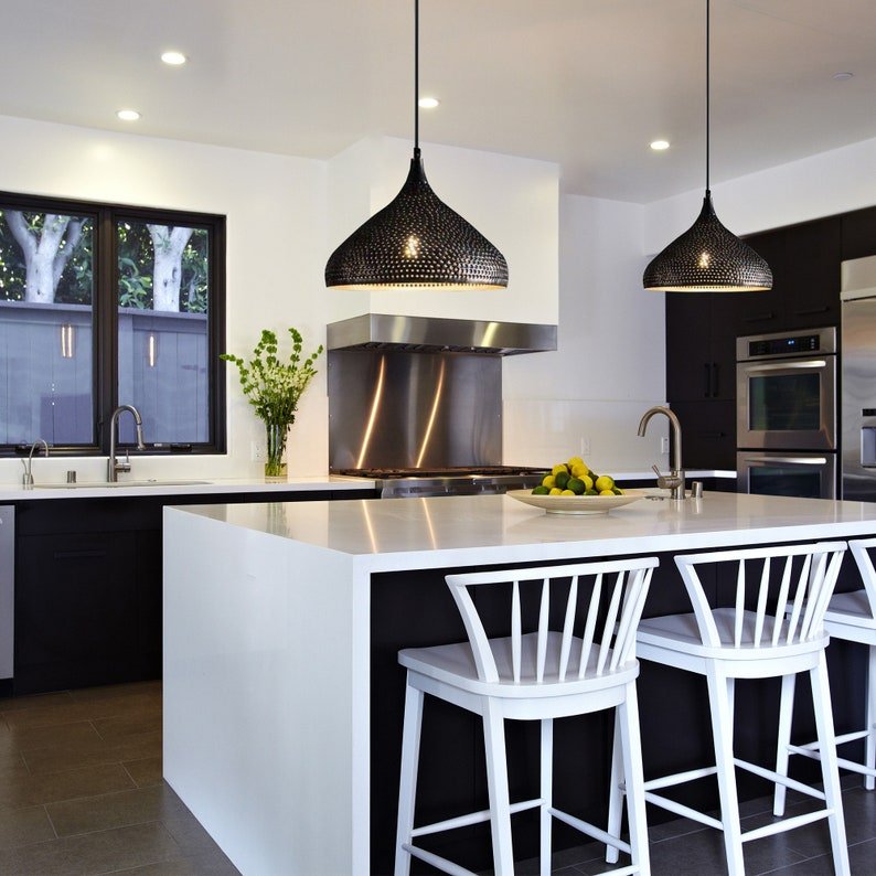 Black Hammered Ceiling Light - Pendant Light, Hanging Lamp, Light Fixture Décor