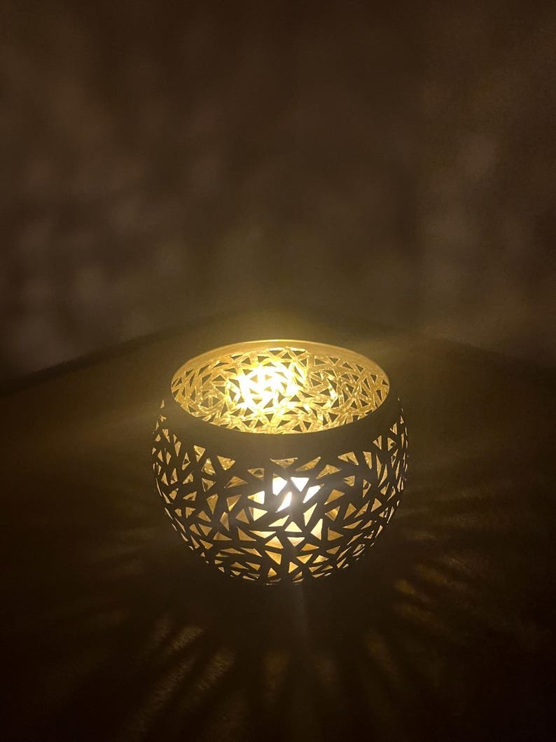 Pierced Metal Candle Holder Moroccan Shadow Light Lantern