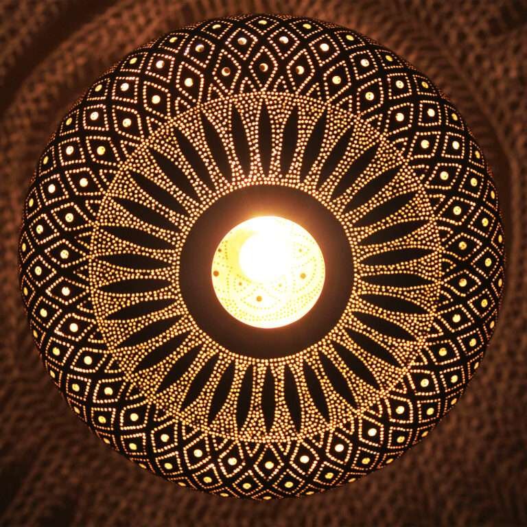 Handcrafted Moroccan Brass Ceiling Lamp β Shadow Casting Pendant Light Handcrafted Moroccan Brass Ceiling Lamp β Shadow Casting Pendant Light