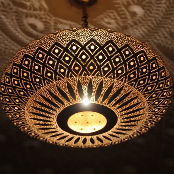 Moroccan Pierced Brass Dome Ceiling Light