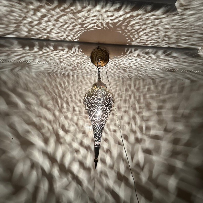 Handmade Moroccan Brass Teardrop Wall Lamp β Pierced Shadow Light Fixture Handmade Moroccan Brass Teardrop Wall Lamp β Pierced Shadow Light Fixture