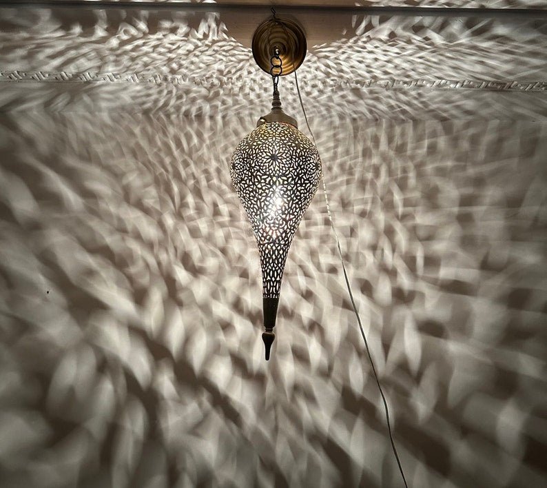 Handmade Moroccan Brass Teardrop Wall Lamp β Pierced Shadow Light Fixture Handmade Moroccan Brass Teardrop Wall Lamp β Pierced Shadow Light Fixture
