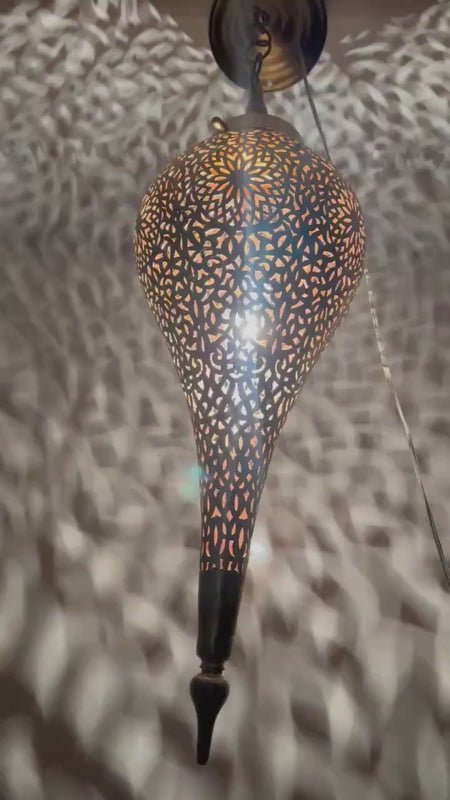 products-bl6 Moroccan Pierced Brass Teardrop Pendant Light