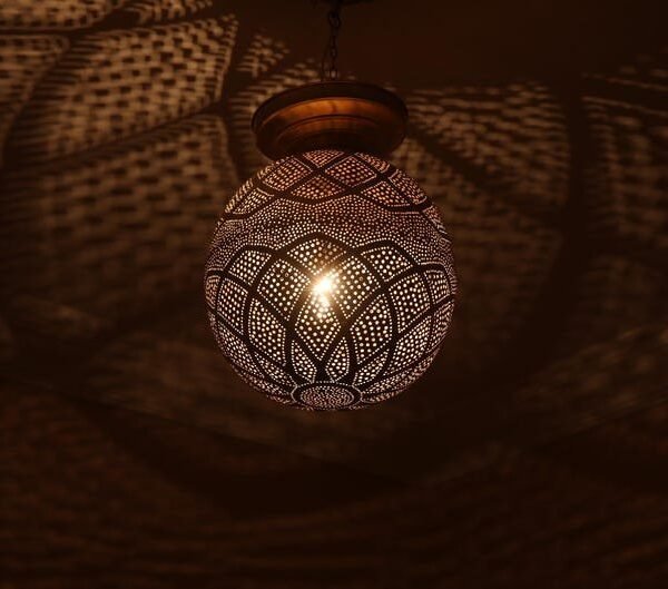products-brasslamp56 Moroccan Pierced Brass Globe Chandelier
