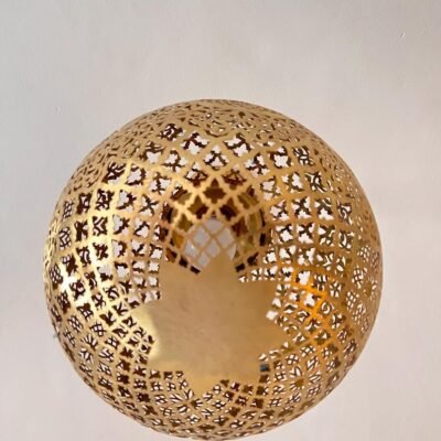 Moroccan handmade ball, Handmade brass lamp, Brass lampshade by hammer, Hanging moroccan lamp, gold color