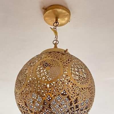 Moroccan handmade ball, Handmade brass lamp, Brass lampshade by hammer, Hanging moroccan lamp, gold color