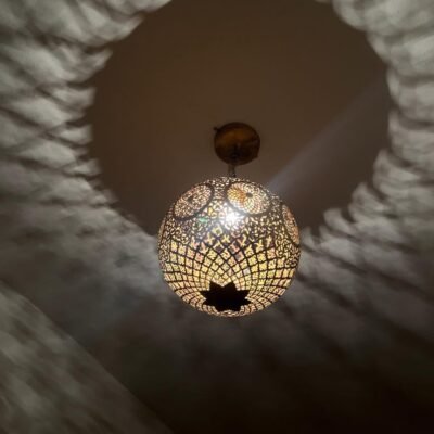 Moroccan handmade ball, Handmade brass lamp, Brass lampshade by hammer, Hanging moroccan lamp, gold color