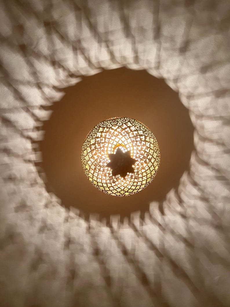 Moroccan handmade ball, Handmade brass lamp, Brass lampshade by hammer, Hanging moroccan lamp, gold color