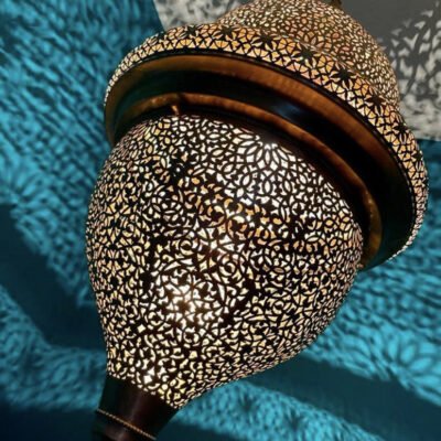 Handmade Moroccan Brass Pendant Lamp – Floral Dome Hanging Light