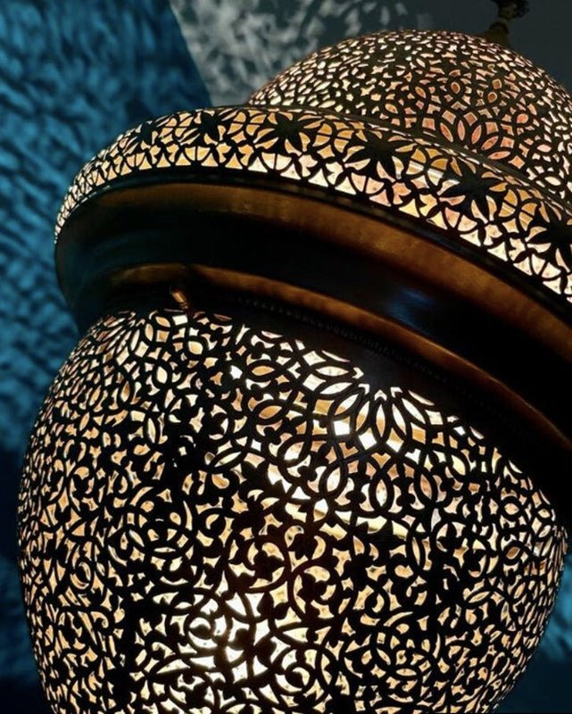 Handmade Moroccan Brass Pendant Lamp – Floral Dome Hanging Light