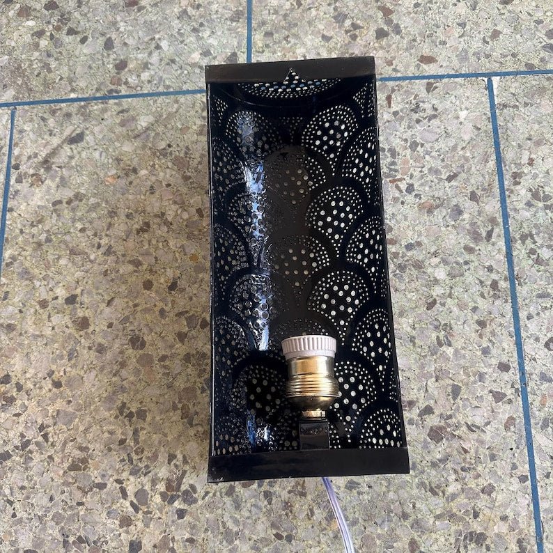 Moroccan brass wall light, Moroccan silver sconce, handmade copper wall light, handcrafted bronze wall lamp, Marrakesh boho sconce lamp