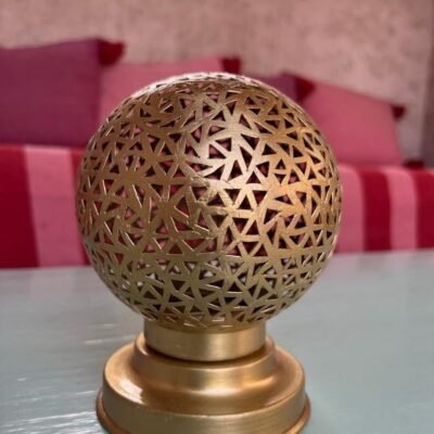 Moroccan Pierced Brass Globe Table Lamp