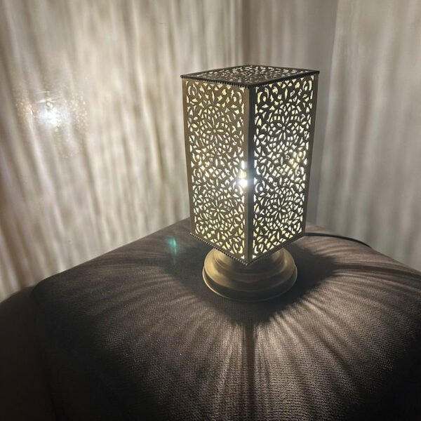 Moroccan brass table lamp, small brass table light lamps , handmade rectangular lampshade, boho art Silver bedside lamp, brass lampshad. Moroccan brass table lamp, small brass table light lamps , handmade rectangular lampshade, boho art Silver bedside lamp, brass lampshad.