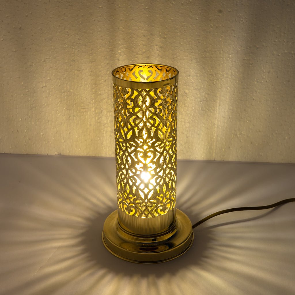 Pierced Cylinder Lamp, Brass Table Lamp