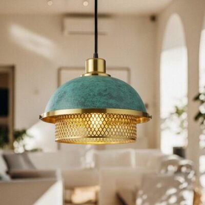 Handmade Moroccan Brass Pendant Light: Perforated Pattern, Ambient Lighting