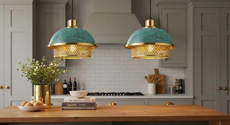Handmade Moroccan Brass Pendant Light: Perforated Pattern, Ambient Lighting