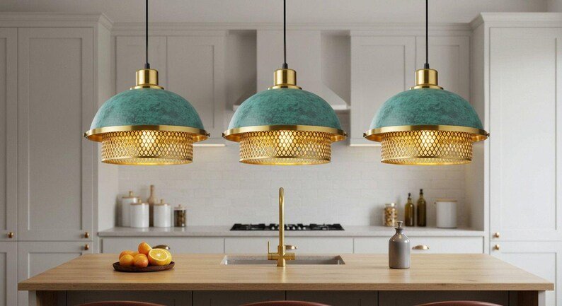 Handmade Moroccan Brass Pendant Light: Perforated Pattern, Ambient Lighting