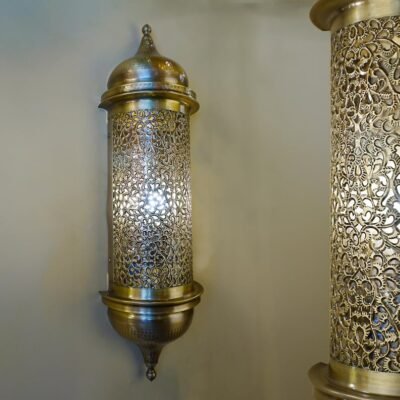 Handmade Moroccan Brass Wall Sconce – Turkish Ottoman Style Pierced Metal Lantern – Antique Decorative Lighting Handmade Moroccan Brass Wall Sconce – Turkish Ottoman Style Pierced Metal Lantern – Antique Decorative Lighting