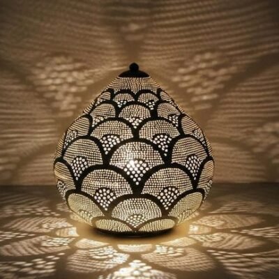 Handmade Moroccan Brass Table Lamp: Art Deco Night Light