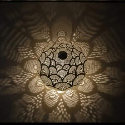 Handmade Moroccan Brass Table Lamp: Art Deco Night Light