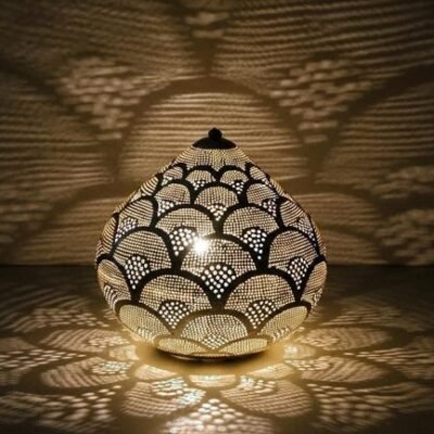 Handmade Moroccan Brass Table Lamp: Art Deco Night Light