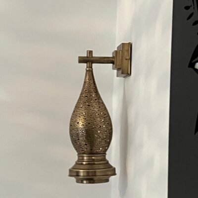 Moroccan Brass Wall Sconce Light – Handmade Pierced Wall Lamp – Boho Hallway Lighting – Bedroom Ambient Light