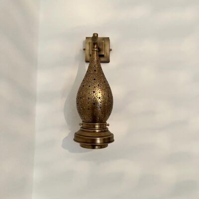 Moroccan Brass Wall Sconce Light – Handmade Pierced Wall Lamp – Boho Hallway Lighting – Bedroom Ambient Light