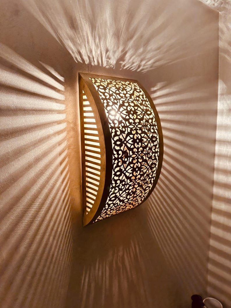 Handmade Moroccan Brass Wall Sconce: Bedroom Lighting