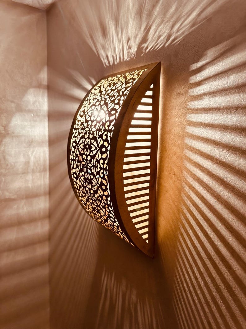 Handmade Moroccan Brass Wall Sconce: Bedroom Lighting