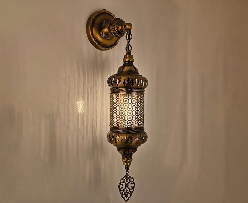 Handmade Turkish Wall Lantern: Moroccan Style Bedroom Sconce Handmade Turkish Wall Lantern: Moroccan Style Bedroom Sconce