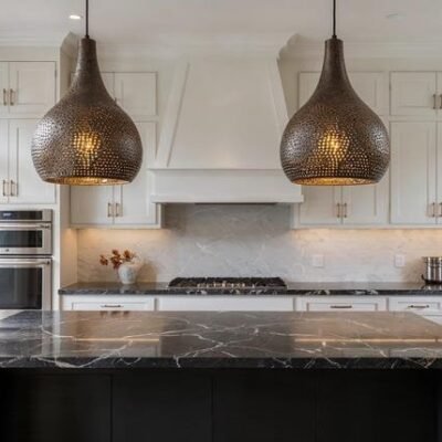 Set of 2 Moroccan Pierced Brass Pendant Light