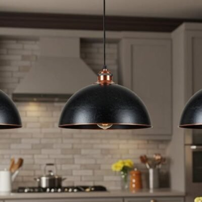 Copper Black Dome Ceiling Pendant Lamp, Hanging Lighting, Copper Light Fixture, Rustic Chandelier, Farmhouse Lighting, Industrial light