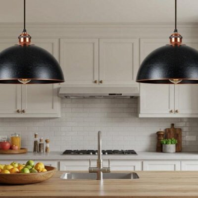 Copper Black Dome Ceiling Pendant Lamp, Hanging Lighting, Copper Light Fixture, Rustic Chandelier, Farmhouse Lighting, Industrial light