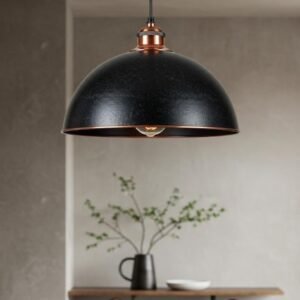 Black & Copper Dome Pendant Light Modern Hanging Ceiling Lamp