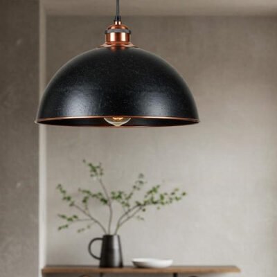Copper Black Dome Ceiling Pendant Lamp, Hanging Lighting, Copper Light Fixture, Rustic Chandelier, Farmhouse Lighting, Industrial light