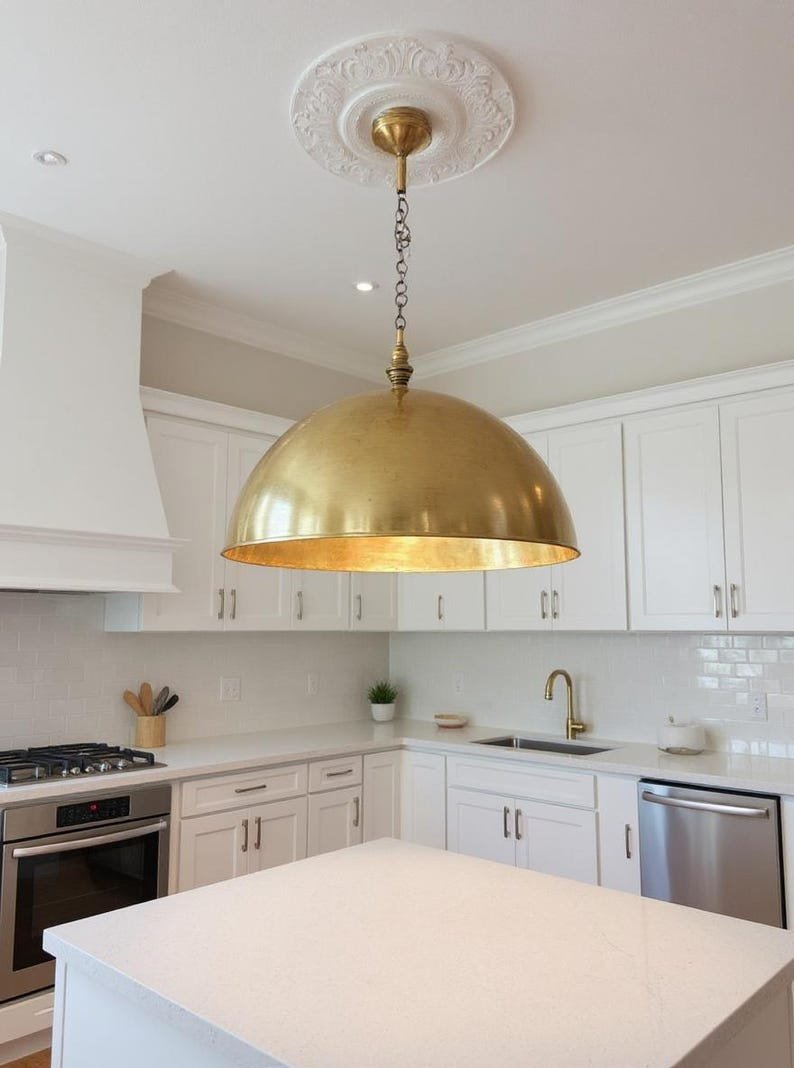 Handmade Moroccan Brass Dome Pendant Light: Black & Gold Hammered Ceiling Lamp